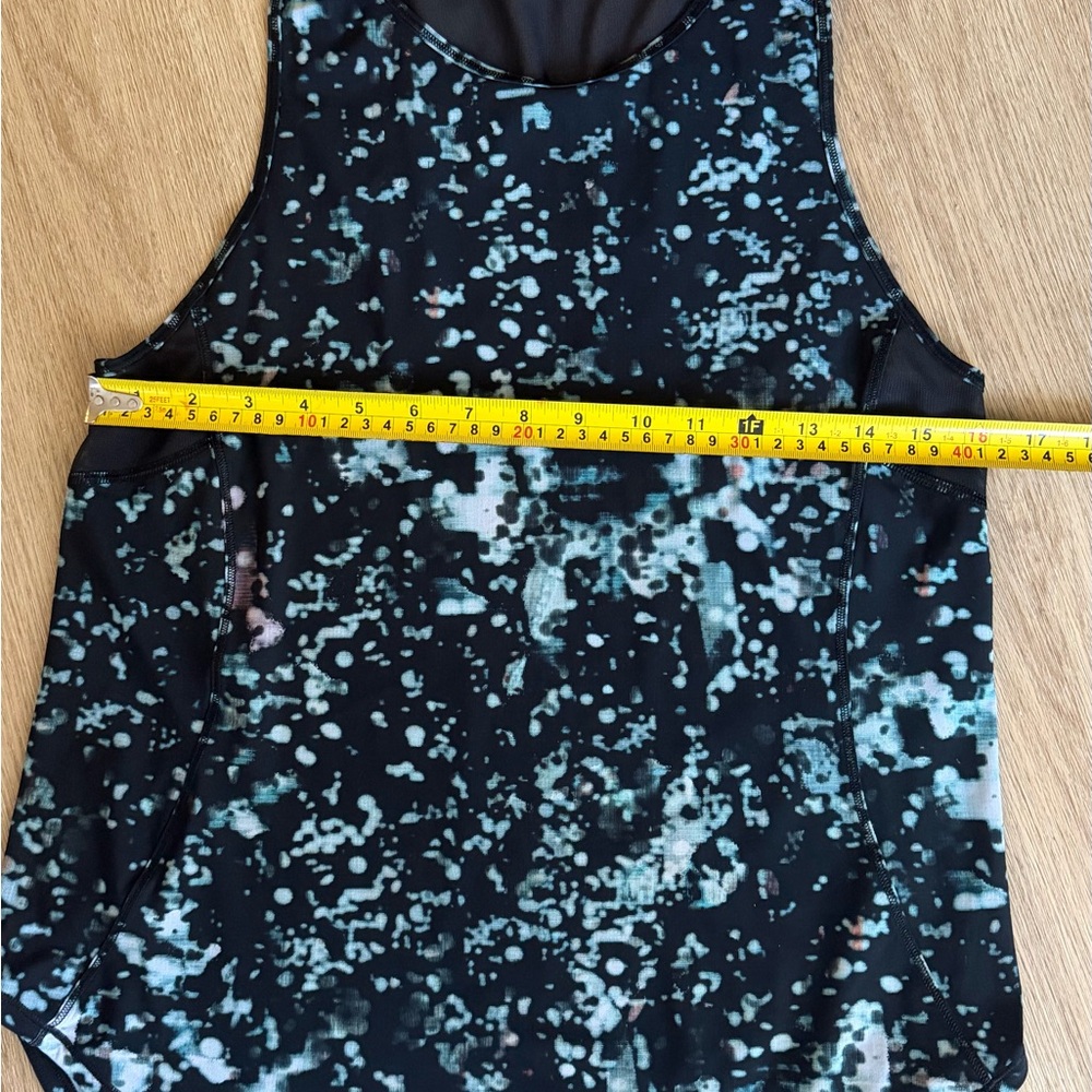 lululemon athletica Black Tank with Teal Speckle Print